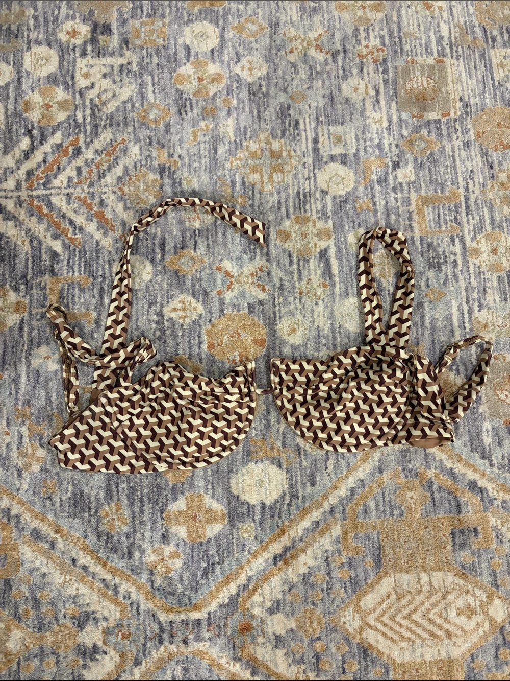 Monday Swimwear Brown Geometric Bikini Top